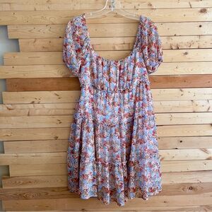 Ash & Violet Women’s Multicolor Floral Print Western Boho Chic Mini Dress size L